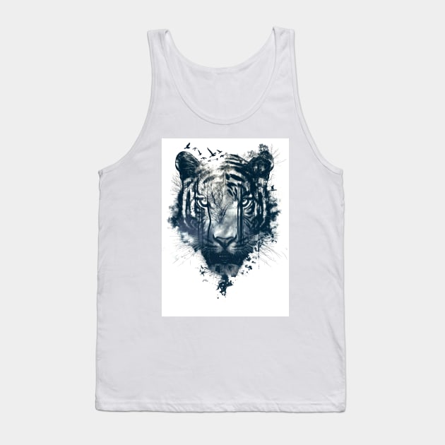 Tiger Double Exposure Tank Top by Durro